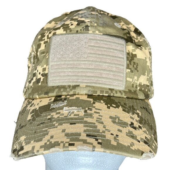 Kbethos Digital Camo Womens Hat American Flag Distressed Adjustable Cap - Picture 1 of 12
